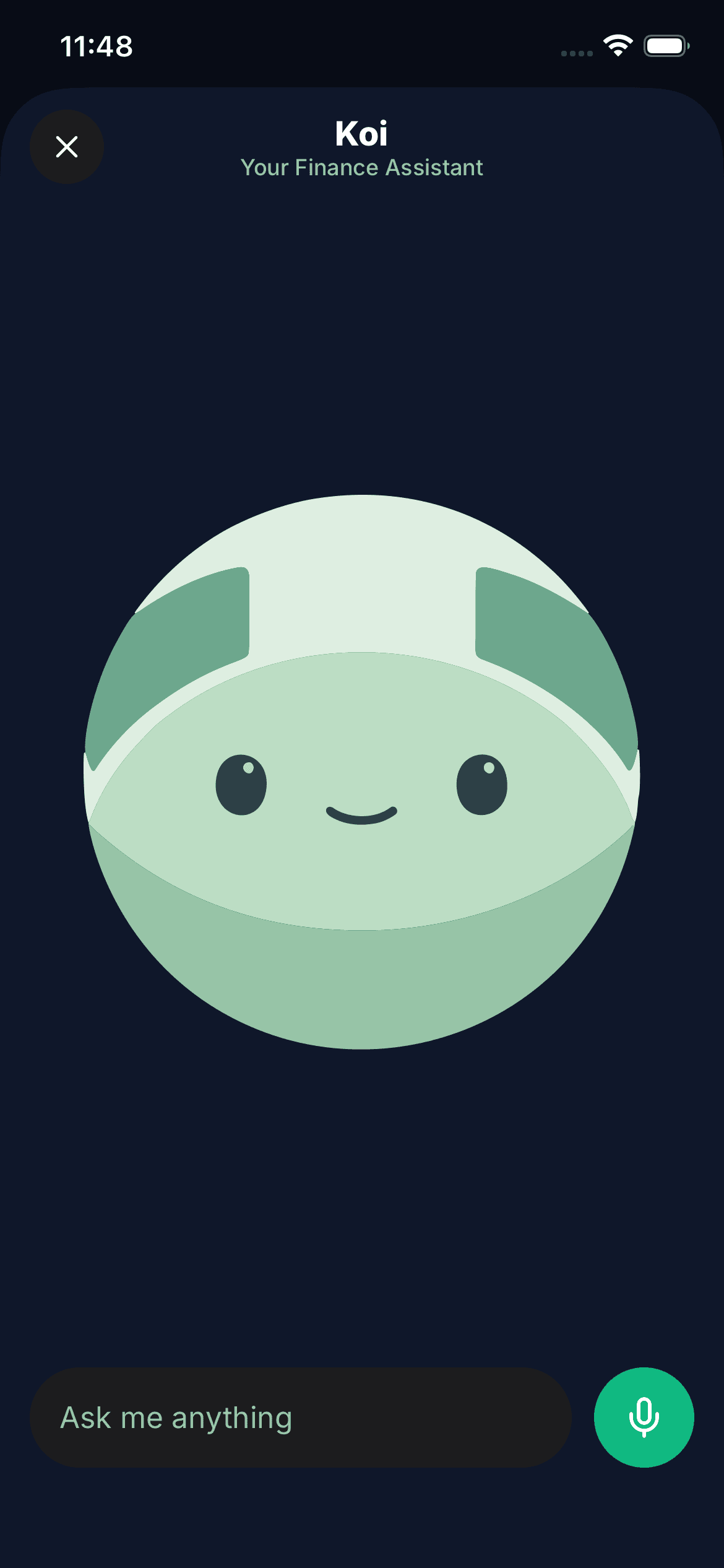 Koinx Koi guide screen with spending summary