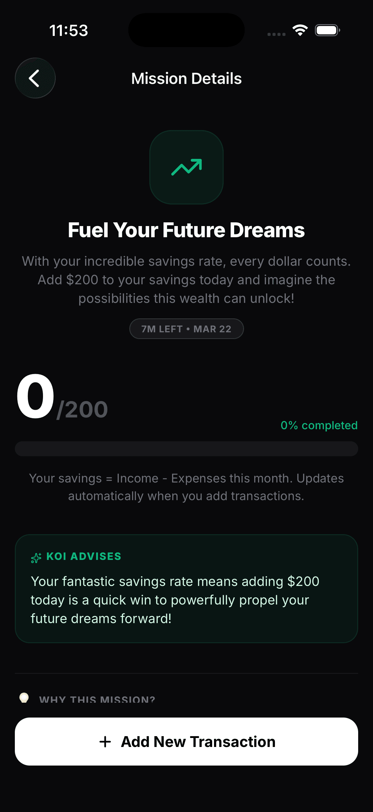 Koinx progress screen showing missions and streaks